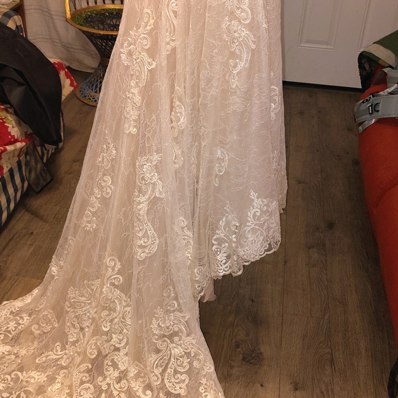 Elegant Cream Lace Wedding Dress - Picture 10 of 10